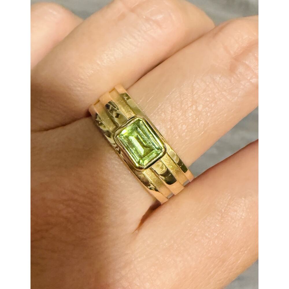Tiffany & Co. 18k Gold 8mm Sparkle Green Gemstone Peridot Band Wide Ring 12.3g - Picture 2 of 16